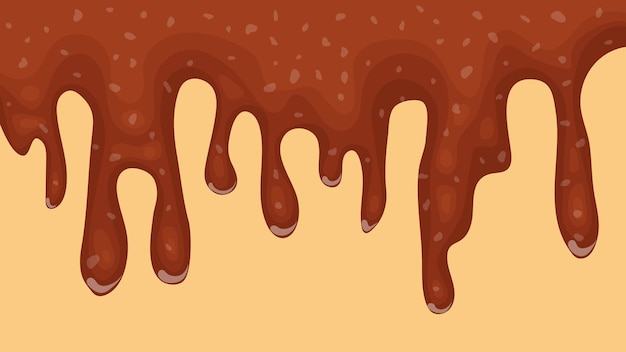 Le Chocolat Fondu Dégoulinant Brun Coule Vers Le Bas. Illustration Vectorielle