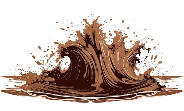 Chocolat Isolé éclaboussures Vague Vecteur Art Peinture Illustration