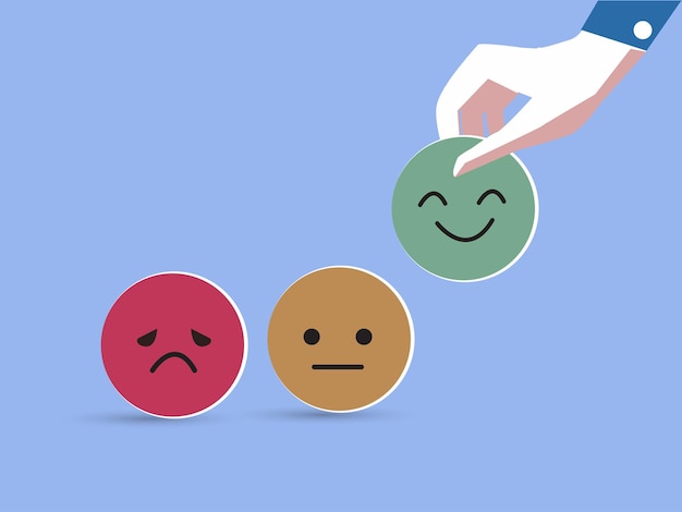 Choisi à la main sourire visage coupé papier notation bons commentaires et critiques positives des clients expérience satisfaction évaluation de l'enquête santé mentale santé de l'enfant santé mondiale santé mentale jour concept vecteur