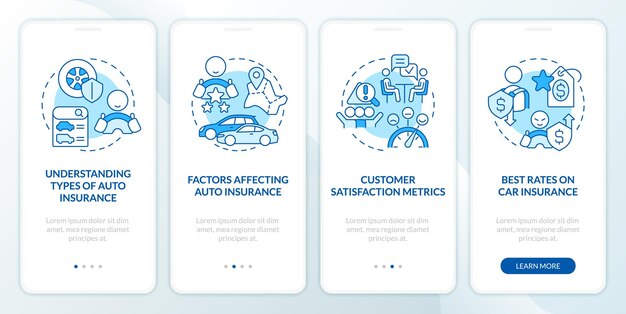 Choisir l'écran de l'application mobile d'intégration bleue du service d'assurance automobile