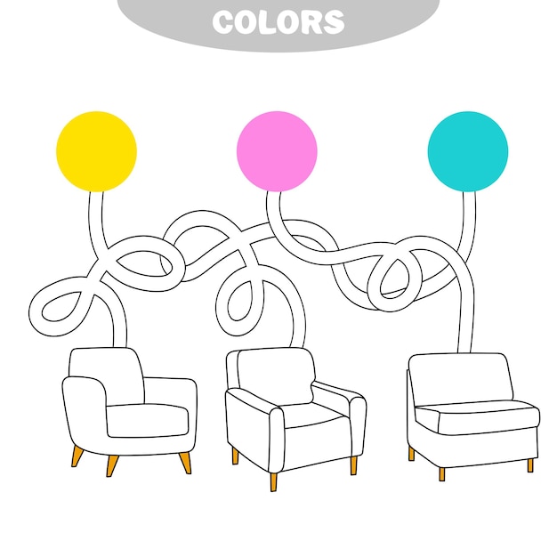 Choisissez Une Couleur Et Peignez La Chaise De La Bonne Couleur. Livre De Coloriage Pour Les Enfants