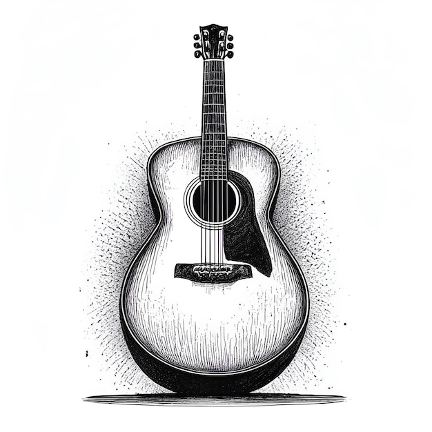 Choix De Guitare Dessin Vectoriel à L'encre Monochrome Dessin Gravure Style Illustration Vectorielle