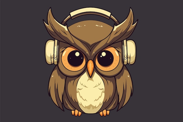 Chouette avec vecteur vintage de casque