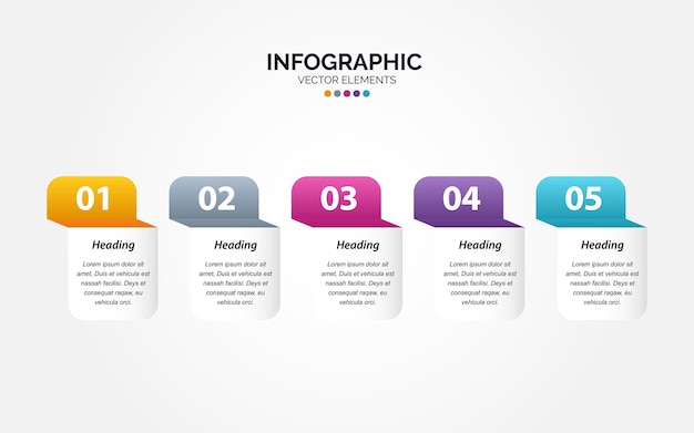 Chronologie 5 Options Infographie Horizontale Pour Les Présentations Diagramme De Processus De Flux De Travail Rapport D'organigramme