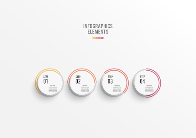 Chronologie du modèle infographie colorée horizontale numérotée pour quatre positions Le concept d'entreprise avec 4 options peut être utilisé pour le diagramme de la zone de conception Web du diagramme de bannière de flux de travail