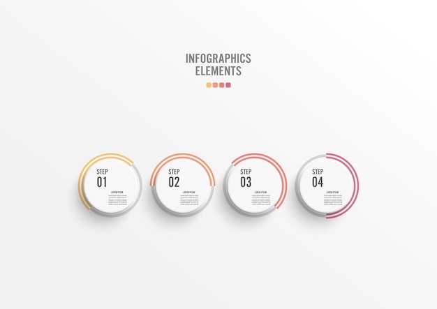 Chronologie du modèle infographie colorée horizontale numérotée pour quatre positions Le concept d'entreprise avec 4 options peut être utilisé pour le diagramme de la zone de conception Web du diagramme de bannière de flux de travail