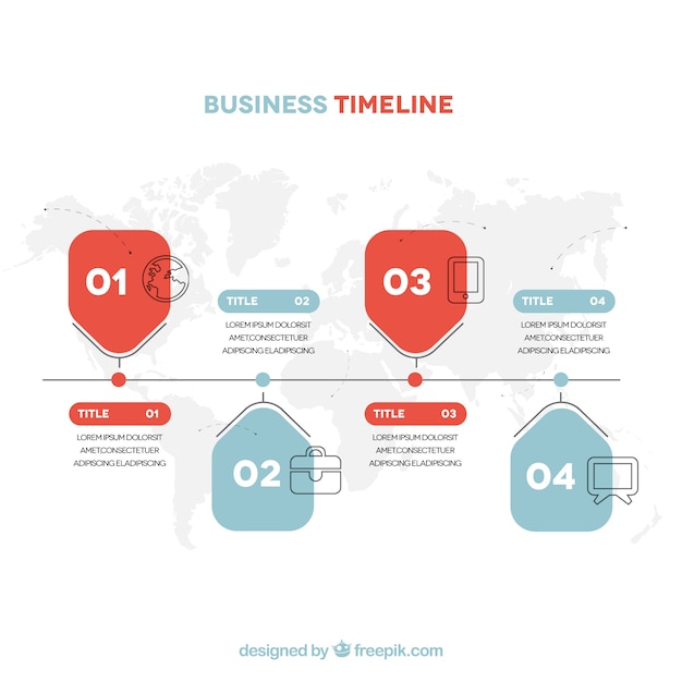 Vecteur chronologie de l'entreprise coloré avec un design plat