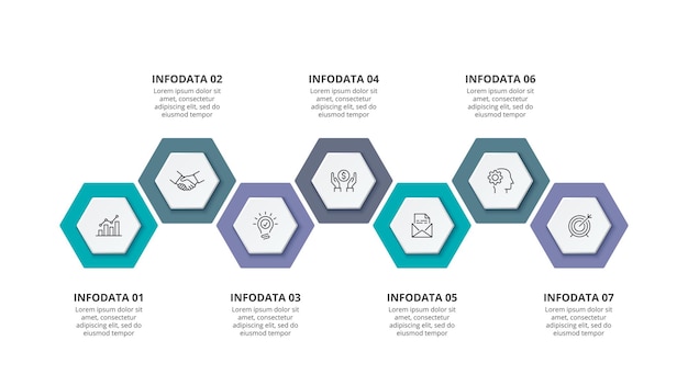 Chronologie Horizontale Avec 5 éléments Hexagonaux Connectés. Modèle De Conception Infographique De Processus.