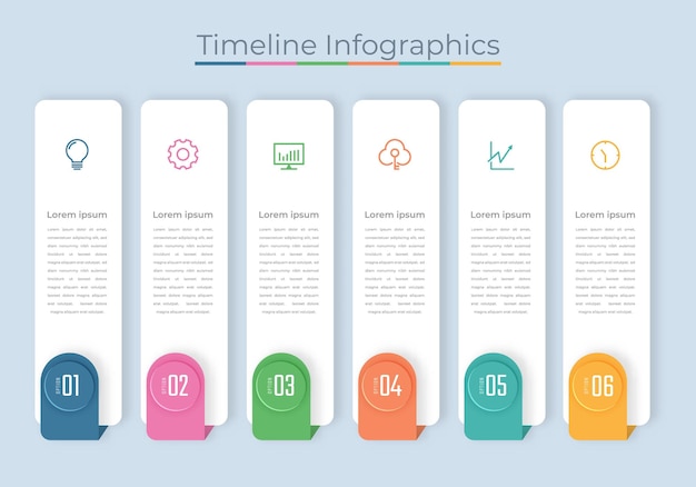 Chronologie Infographie Conception Marketing Icônes Diagramme De Flux De Travail Visualisation De Données D'affaires Avec Des étapes