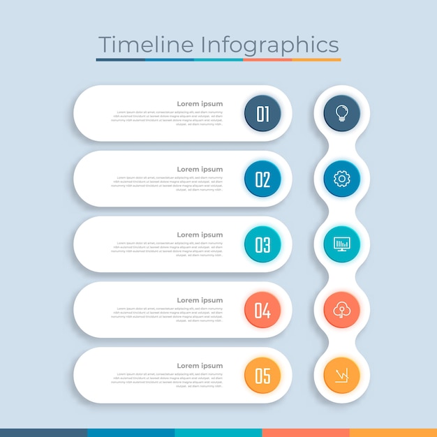 Chronologie Infographie Conception Marketing Icônes Diagramme De Flux De Travail Visualisation De Données D'affaires Avec Des étapes