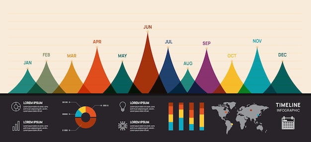 Chronologie infographique modèle de diagramme d'éléments arrondis pour les entreprises 4 étapes successives feuille de route moderne avec des sujets de cercle infographies vectorielles plates organigrammes
