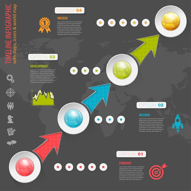 Vecteur chronologie infographique