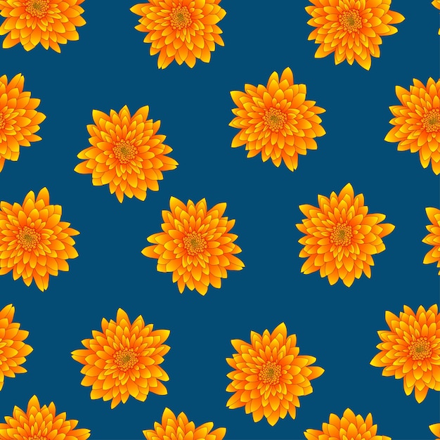 Chrysanthème jaune sur fond bleu Indigo