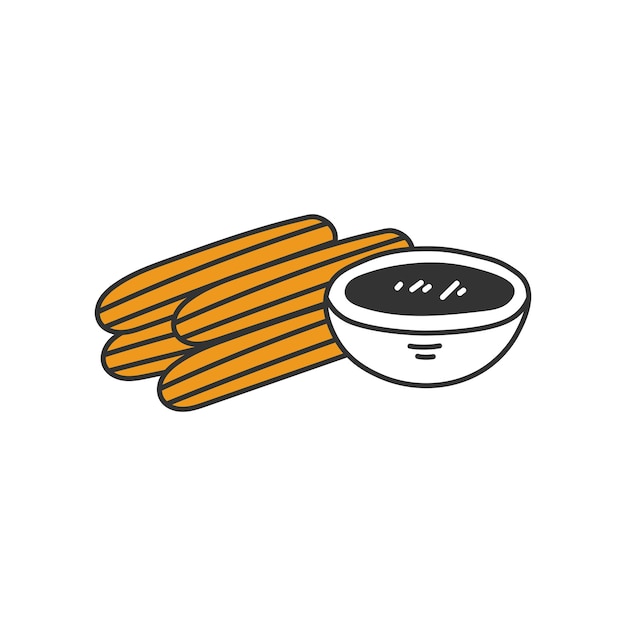 Vecteur churro avec une illustration vectorielle de griffon au chocolat