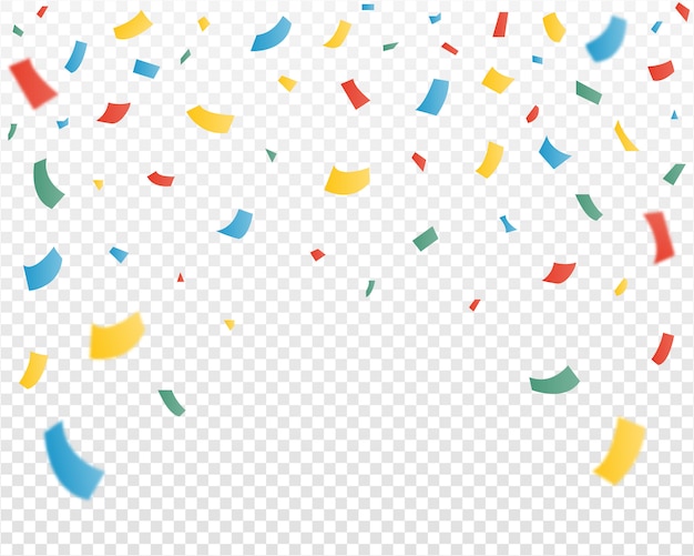 Chute De Confettis En Papier. Modèle De Fond Festif Ou De Célébration. Confettis Colorés Sur Fond Transparent.