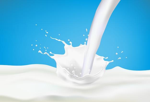 Chute de lait réaliste abstraite avec éclaboussures isolées