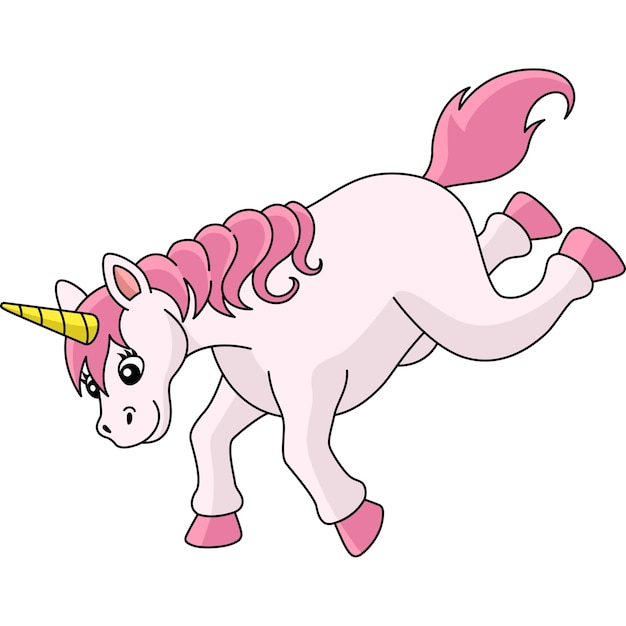 Chute Licorne Dessin Animé Coloré Clipart