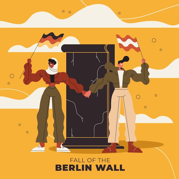 Chute Plate De L'illustration Du Mur De Berlin