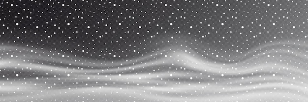 Chutes de neige et blizzard sur fond transparent fond d'image panoramique