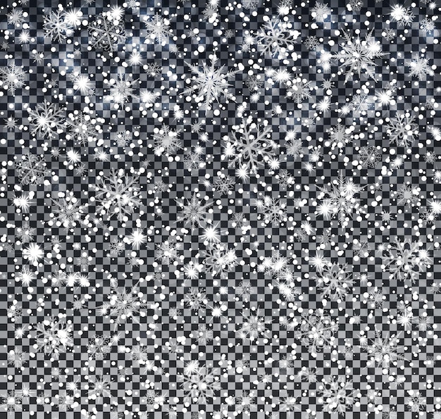 Chutes De Neige Isolées Sur Fond Transparent Fond Abstrait De Noël Illustration Vectorielle