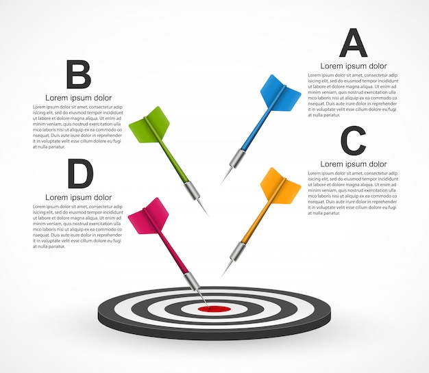 Cible avec fléchette pour modèle infographique.