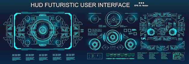 Cible d'interface utilisateur bleu futuriste HUD écran de technologie de réalité virtuelle d'affichage de tableau de bord