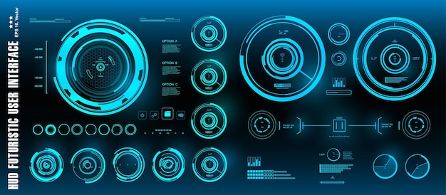 Cible D'interface Utilisateur Verte Futuriste Hud écran De Technologie De Réalité Virtuelle D'affichage De Tableau De Bord