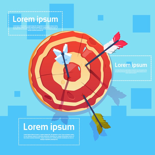Vecteur cible de tir à l'arc avec bannière colorée de concours de flèches avec espace de copie