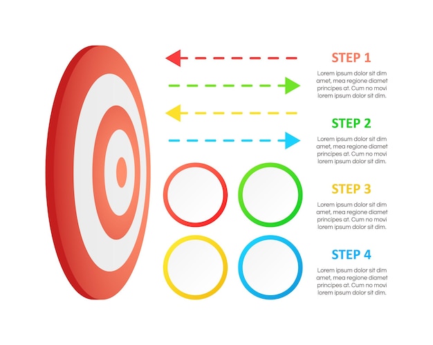 Vecteur cible de tir rouge avec ensemble d'éléments de conception graphique infographie flèches