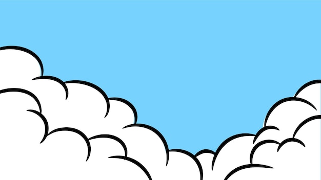 Ciel bleu avec fond d'orgelet somique de dessin animé de nuages