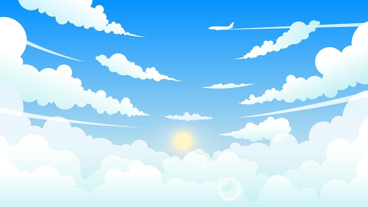Vecteur un ciel bleu avec des nuages blancs en plein jour