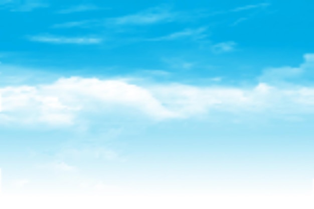 Ciel bleu réaliste de vecteur avec des nuages Nuages transparents doux en été ensoleillé clair ou jour de printemps