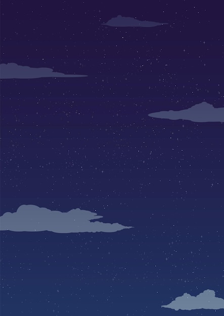 Ciel étoilé de nuit fond bleu foncé avec des étoiles et des nuages Illustration vectorielle