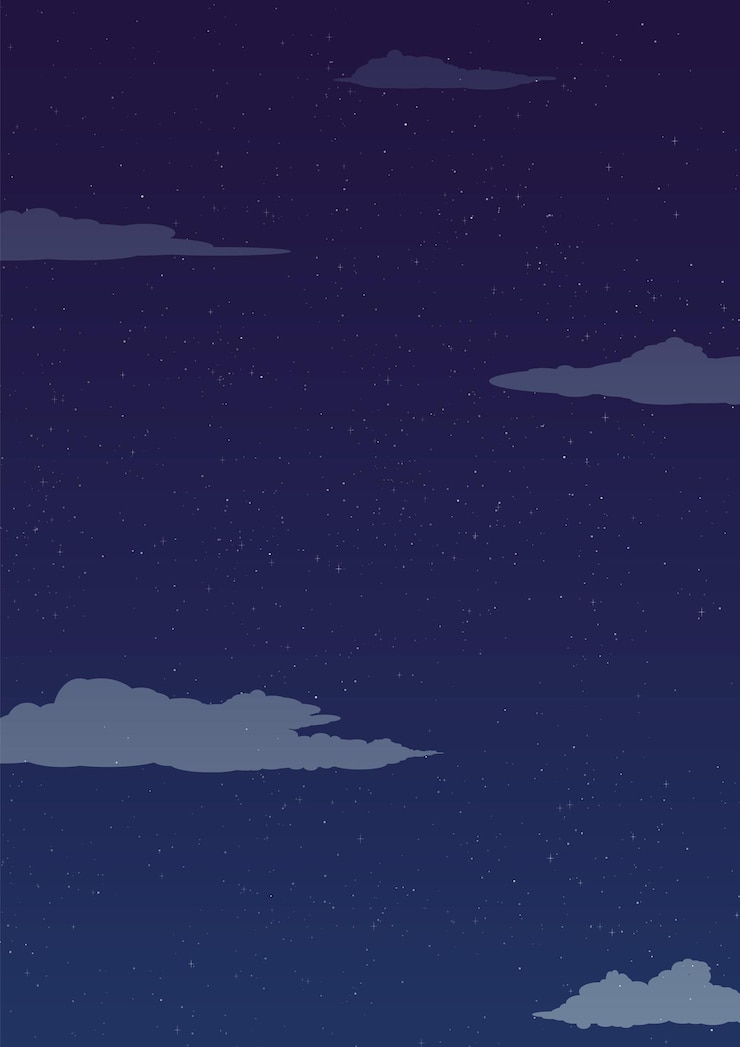 Vecteur ciel étoilé de nuit fond bleu foncé avec des étoiles et des nuages illustration vectorielle