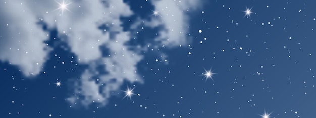 Vecteur ciel nocturne avec des nuages et de nombreuses étoiles arrière-plan de la nature abstraite avec de la poussière d'étoiles dans l'univers profond illustration vectorielle