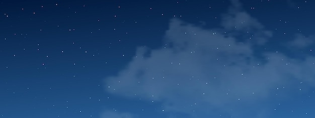 Vecteur ciel nocturne avec des nuages et de nombreuses étoiles
