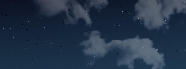 Vecteur ciel nocturne avec des nuages et de nombreuses étoiles