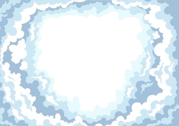 Ciel avec nuages sur fond blanc illustration