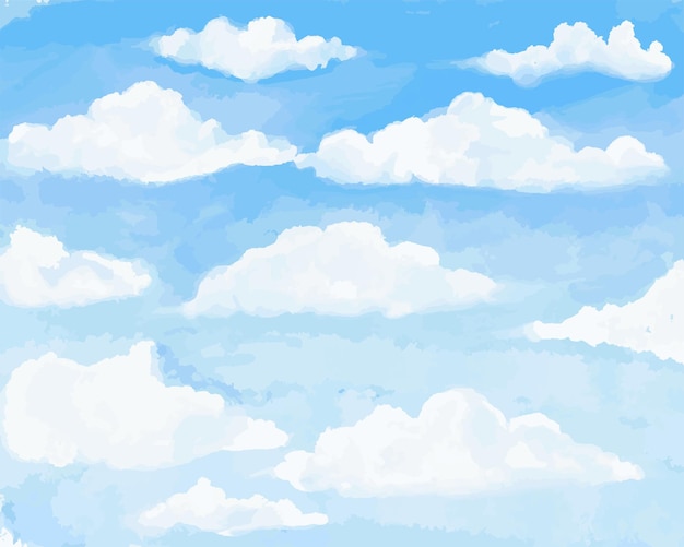 Vecteur le ciel nuages whatercolor background