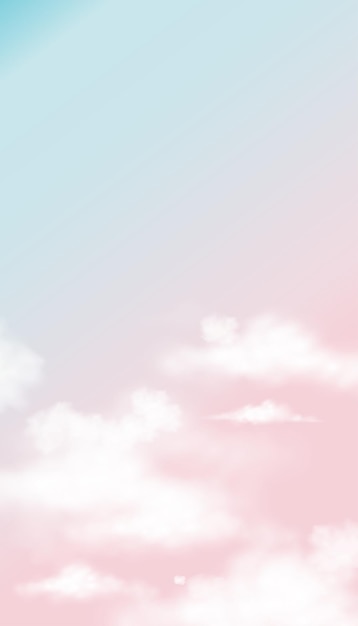 Ciel En Rose Et Bleu Pastel Avec Nuage Blanc Moelleux.