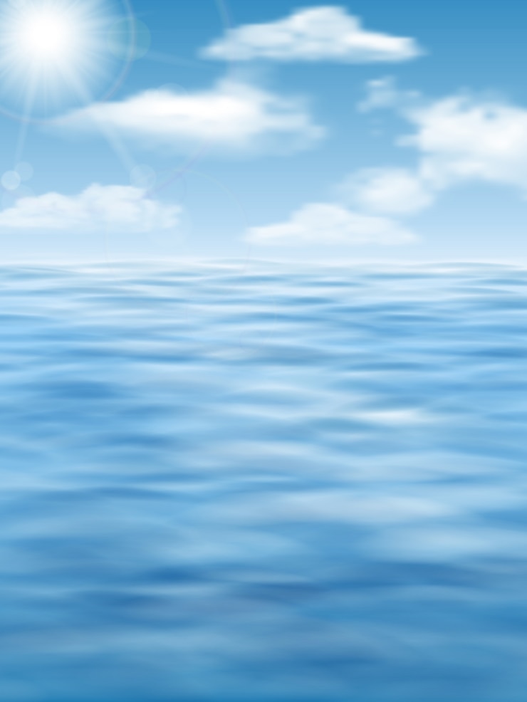 Vecteur ciel de soleil et fond de la surface de l&#39;eau