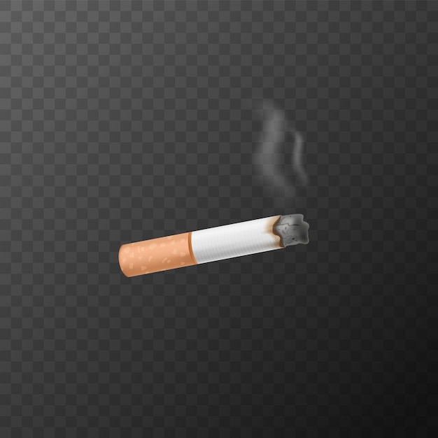 Vecteur cigarette icône de cigarette 3d réaliste avec un vecteur isolé de fumée