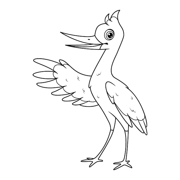 Cigogne De Dessin Animé Coloriage Illustration De Dessin Animé Noir Et Blanc