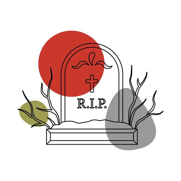 Cimetière Dans Le Style Des Dessins Au Trait