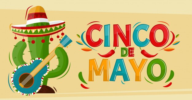 Cinco de Mayo. Cactus joue de la guitare
