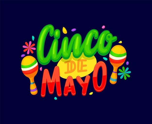 Vecteur cinco de mayo citation de la fête mexicaine avec des maracas