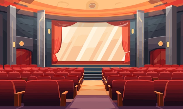 Cinéma Intérieur Vecteur Plat Minimaliste Isolé Style Vectoriel Illustration