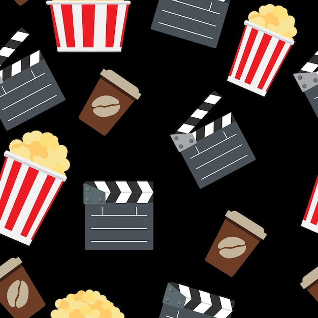 Cinéma Seamless Pattern Background Vector Illustration. Eps10