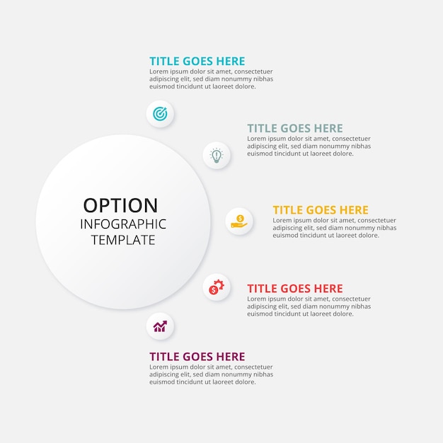 Cinq 5 étapes Options Circle Business Infographic Template Design