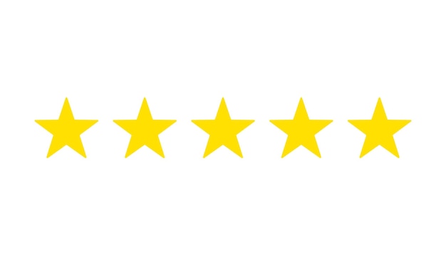 Cinq étoiles d'évaluation du produit par le client Évaluation du produit Évaluation des étoiles pour les applications et les sites Web Icône d'évaluation